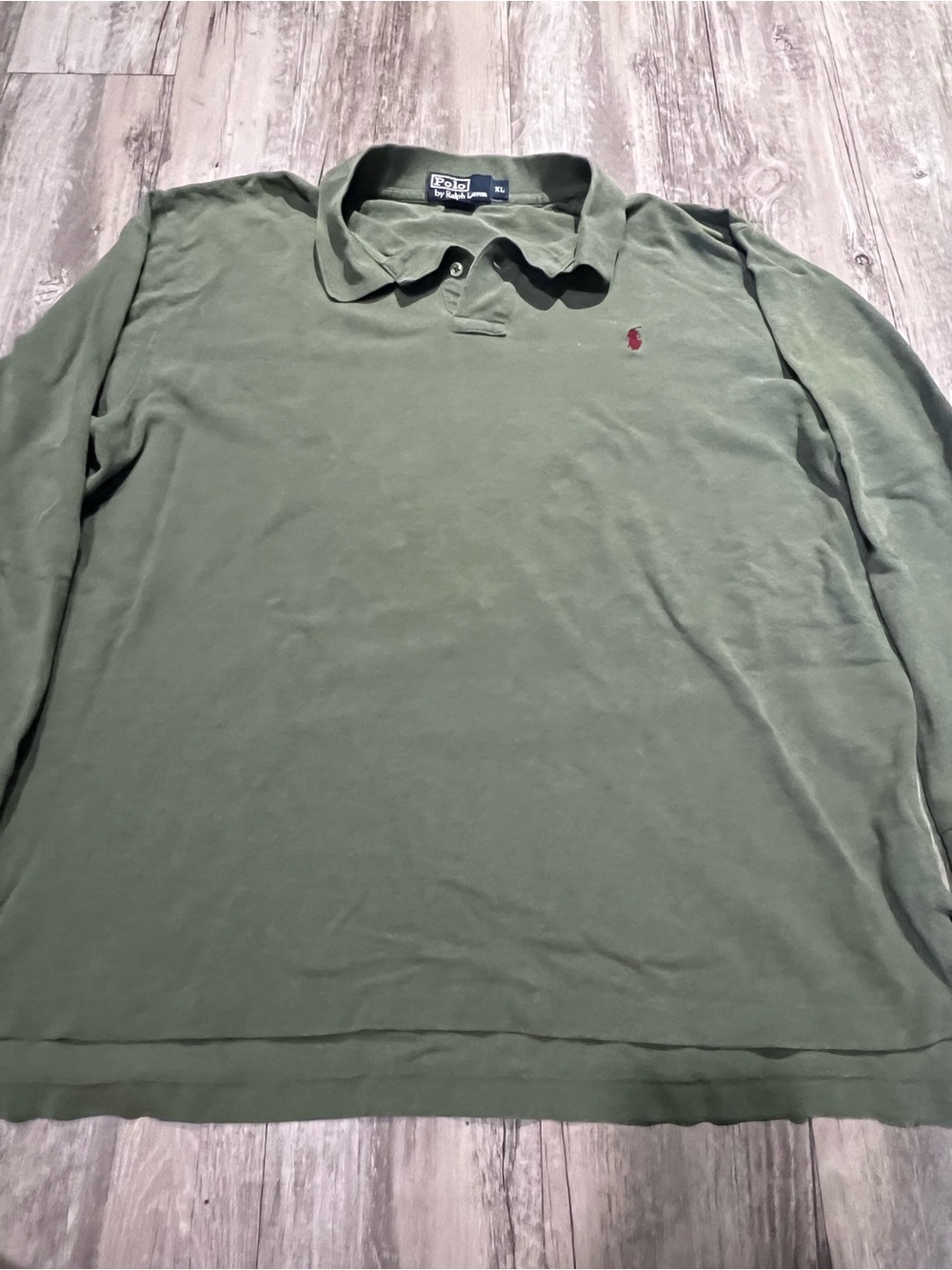 Ralph Lauren Olive Long-Sleeve Polo with Red Pony